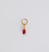 veja crystal drop single earring red stone gold