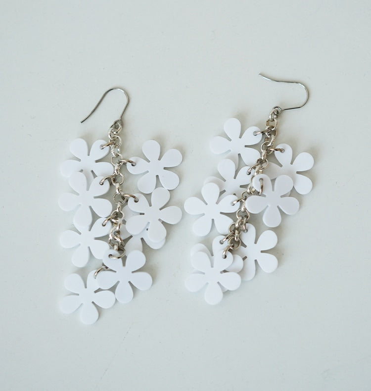 Watercolor earrings flower white