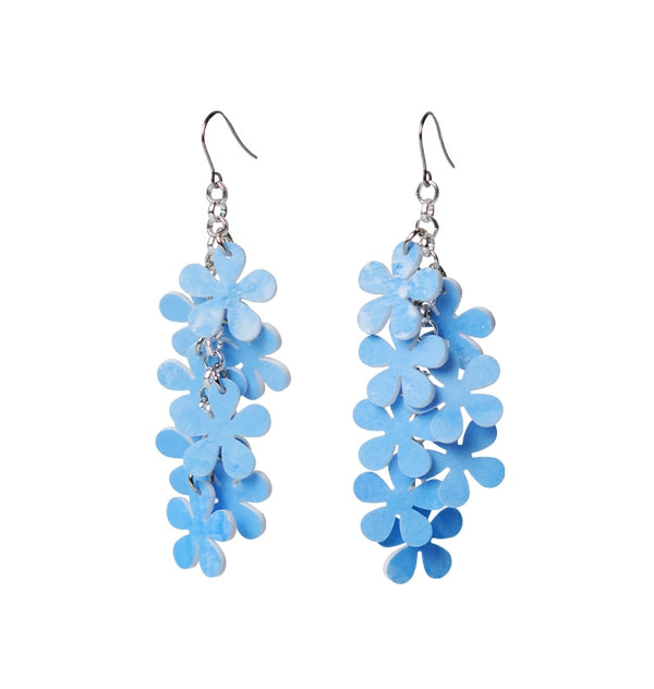 watercolor earrings flowers blue