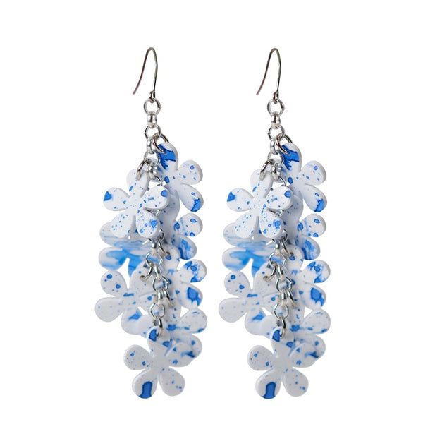 watercolor earrings flowers blue