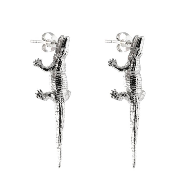 Alligator earrings silver