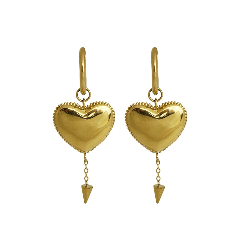 devil heart earrings gold