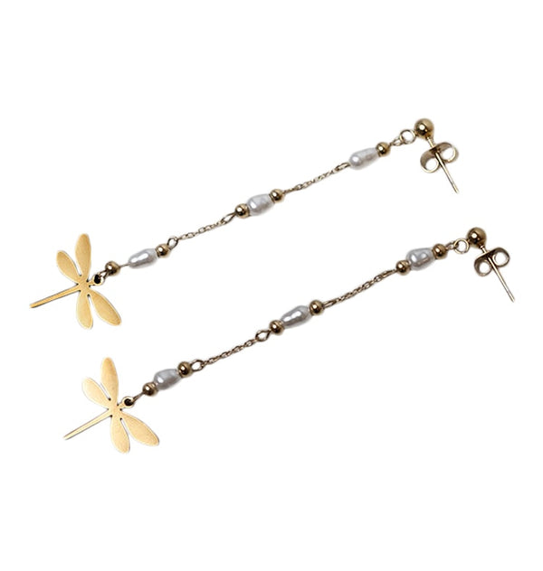Dragonfly earrings pearl