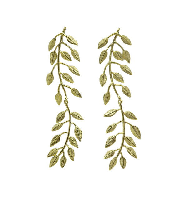 leaves earrings gold