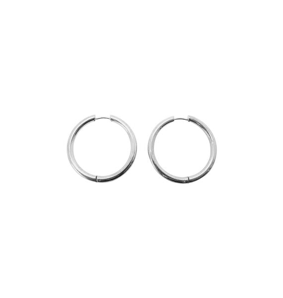 Thick silver hoops 25mm