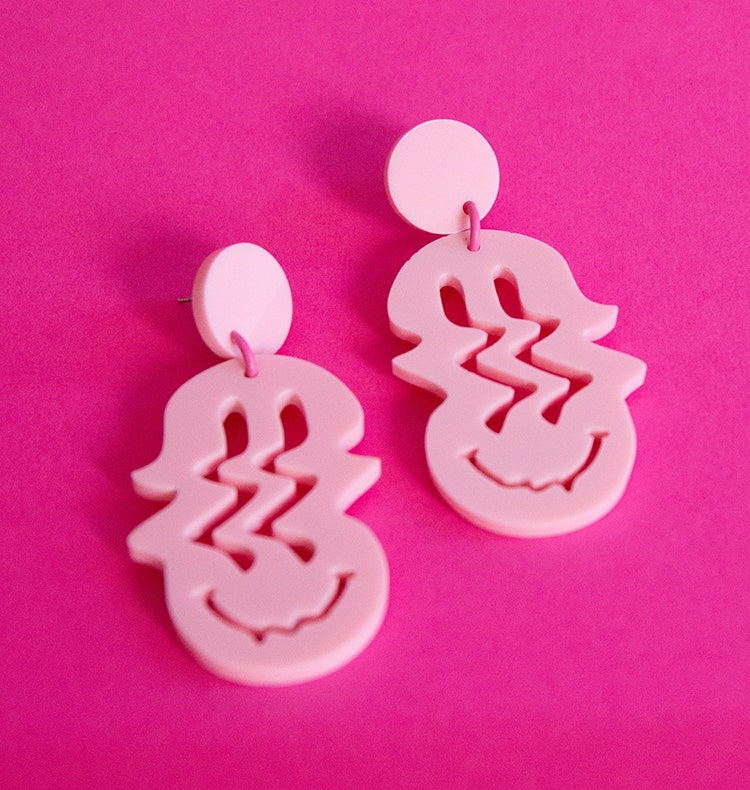 Baby Pink Melting smiley Earrings
