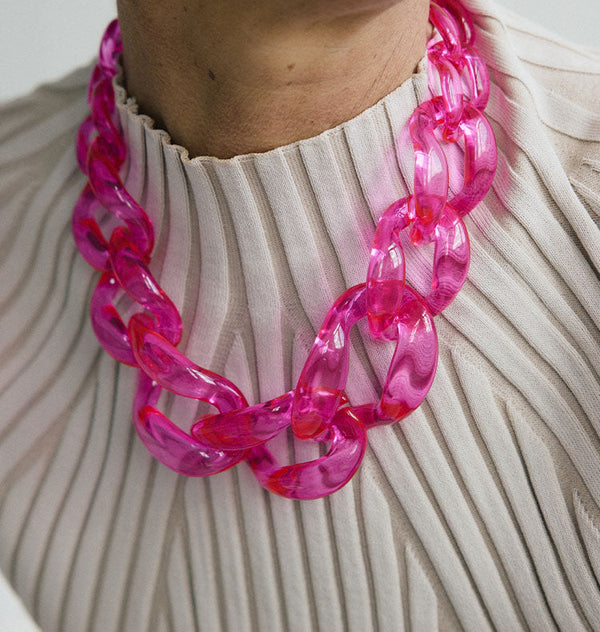 big chain necklace pink