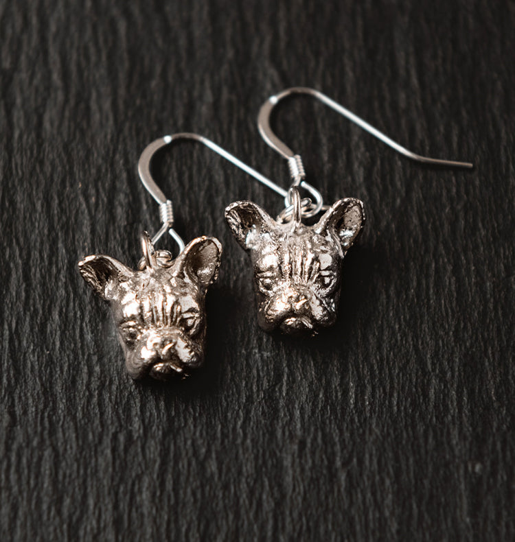 bulldog earrings silver