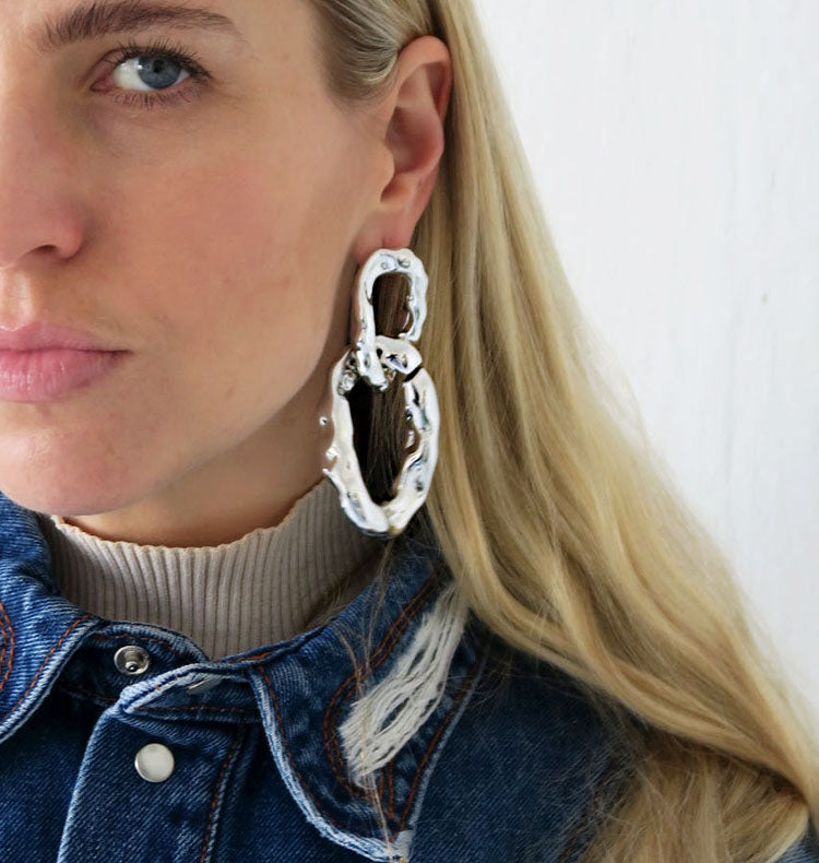 chunky chain earrings silver
