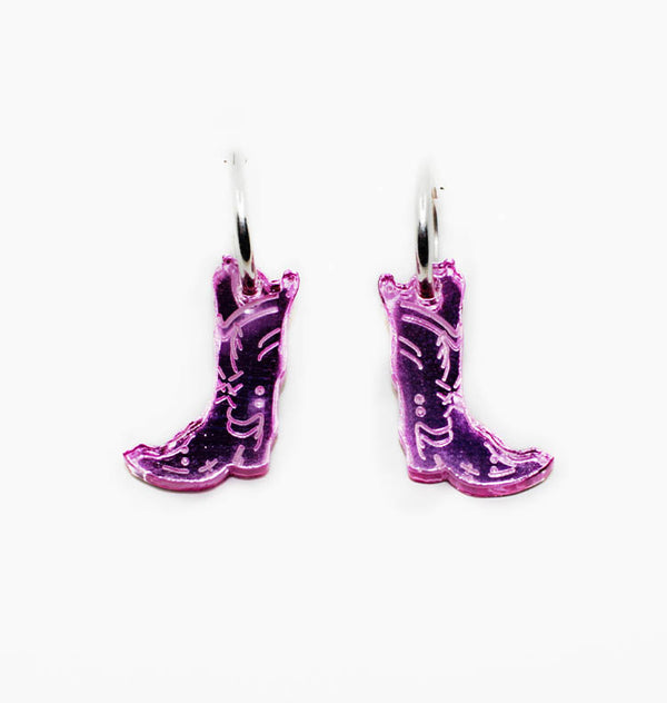 Cowgirl boots earrings pink