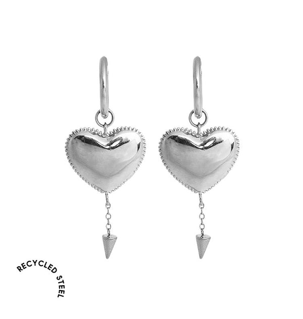 devil heart earrings silver