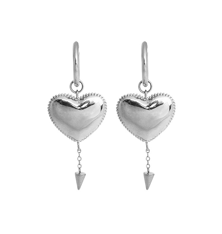 devil heart earrings silver