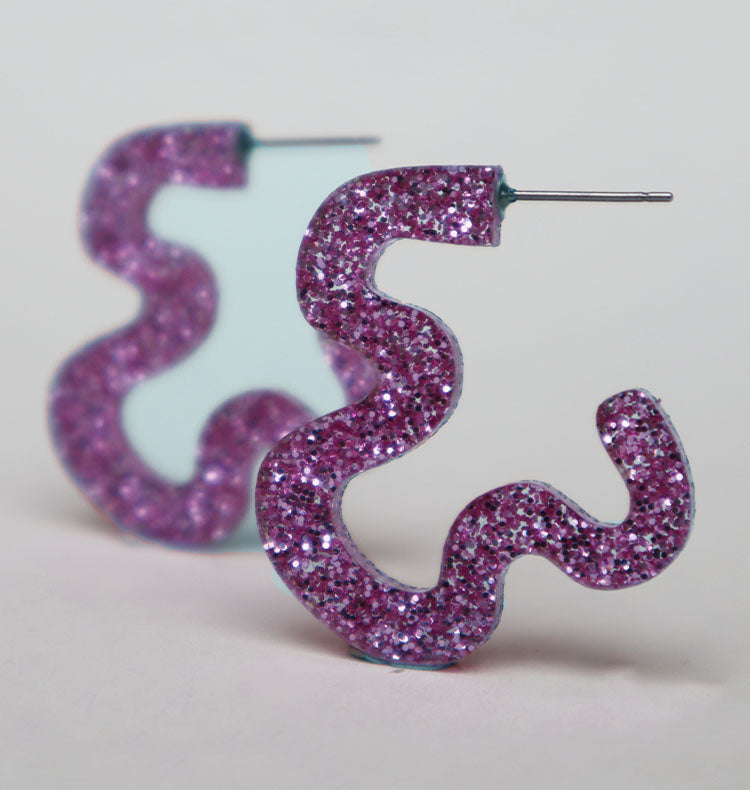 doodles earrings small purple glitter