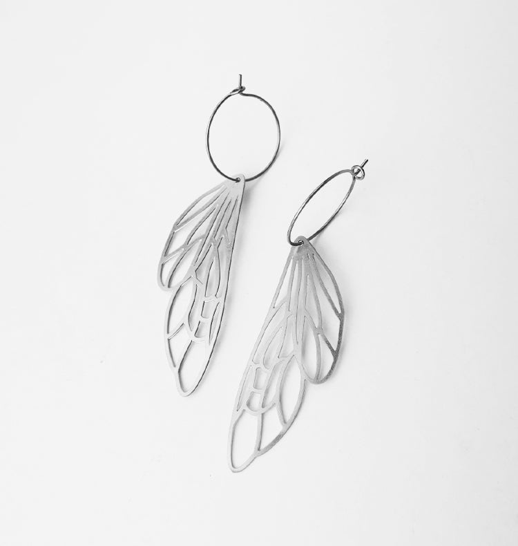 Dragonfly wing earrings silver
