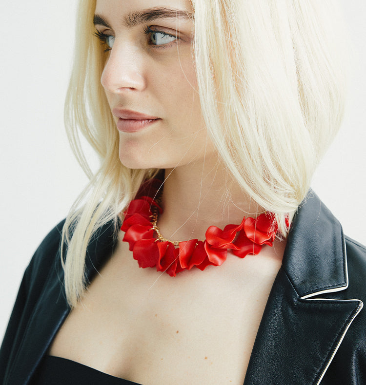 flake necklace red