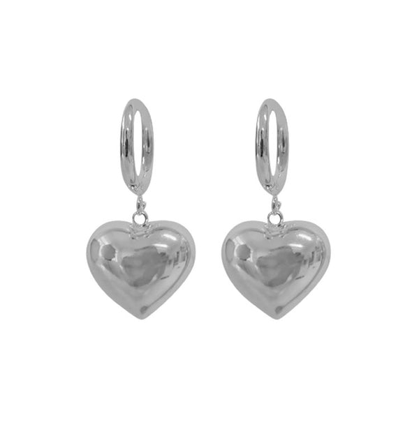 heart drop earrings silver