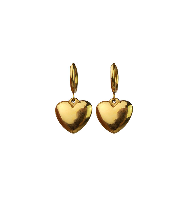 heart drop earrings gold