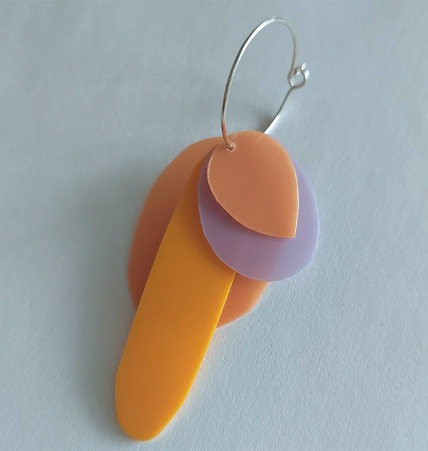 Parrot single earring teracotta orange purple