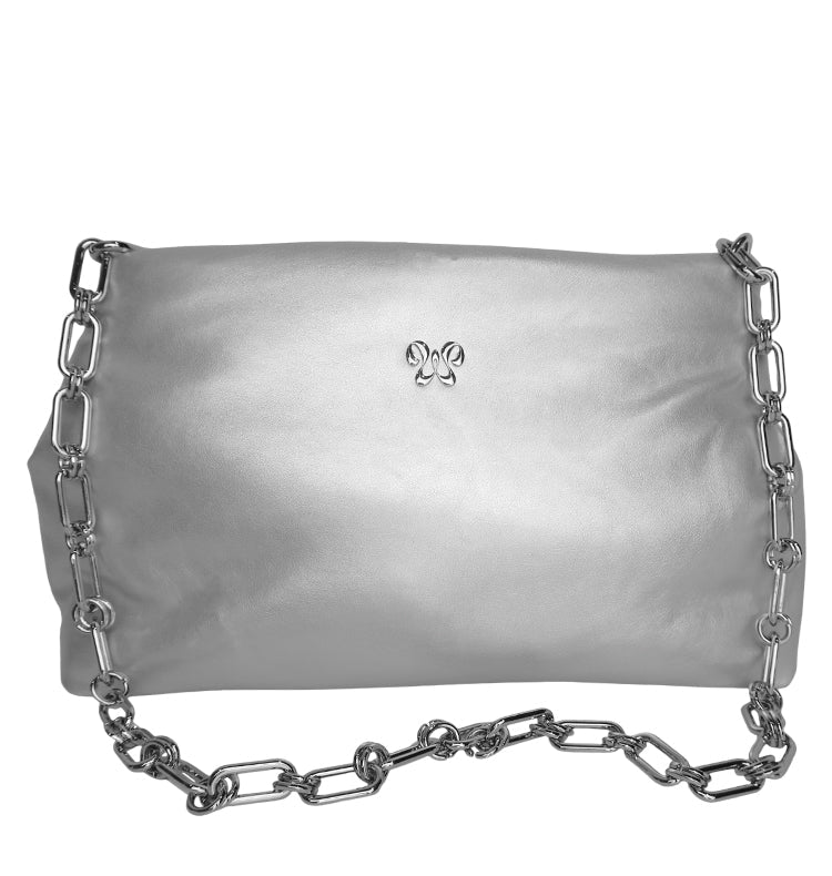 Pillow bag clutch silver
