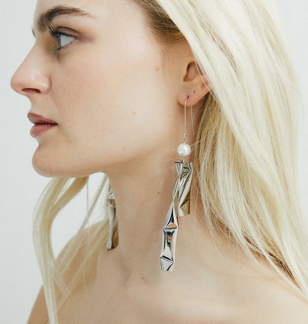 pipe earrings silver