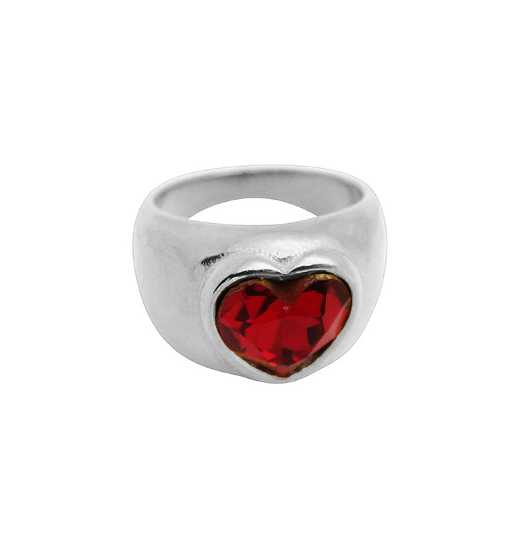 Red amore ring silver