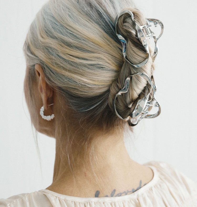 ribbon hair clip silver