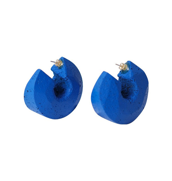 Shape earrings små kork blue