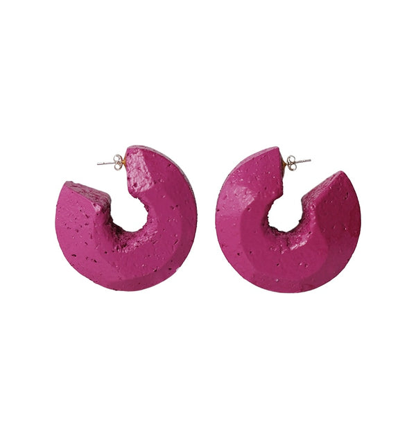 Shape earrings små kork pink