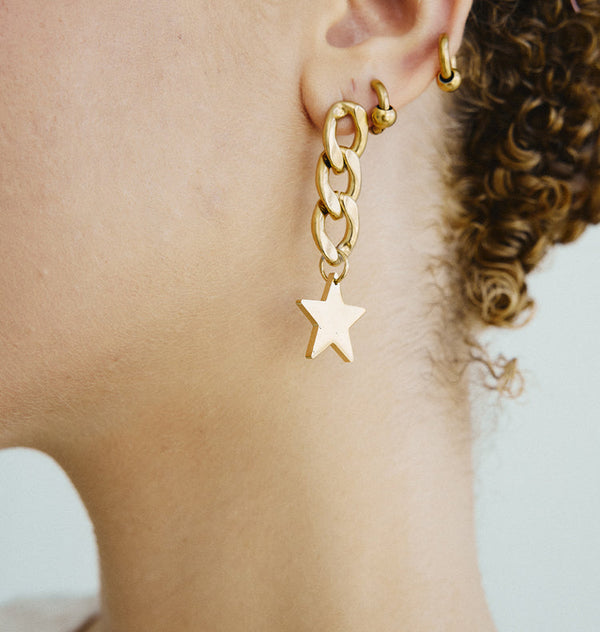 star drop earrings gold