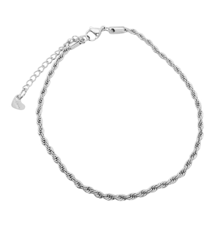 twine foot chain silver