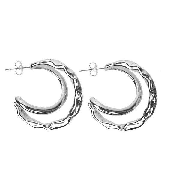 Two sides earrings silver