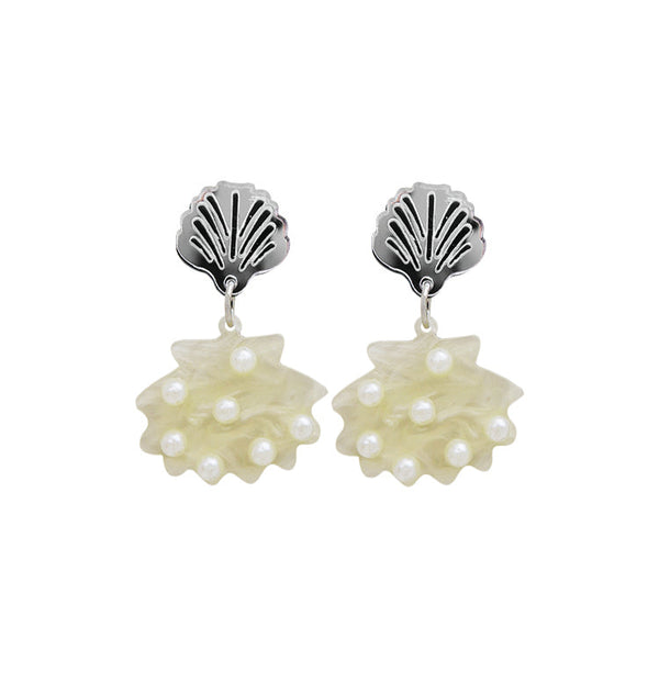 Virgo earrings silver white