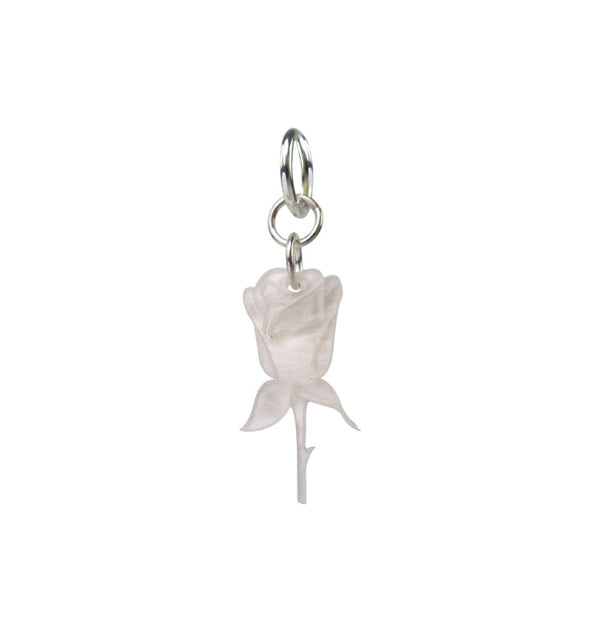 white rose single earring silver